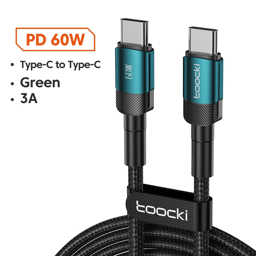 Toocki 100W USB C To Type C Cable PD3.0 Fast Charging Charger Cable Data Cord For Macbook Huawei Xiaomi POCO Samsung USB-C Cable