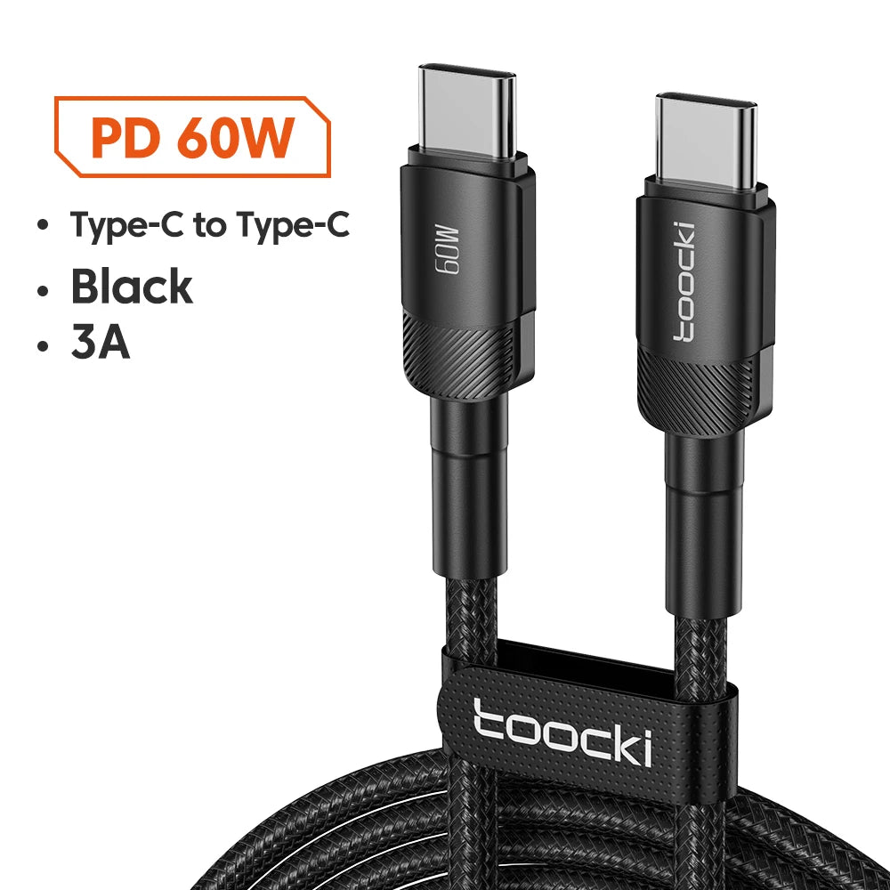 Toocki 100W USB C To Type C Cable PD3.0 Fast Charging Charger Cable Data Cord For Macbook Huawei Xiaomi POCO Samsung USB-C Cable