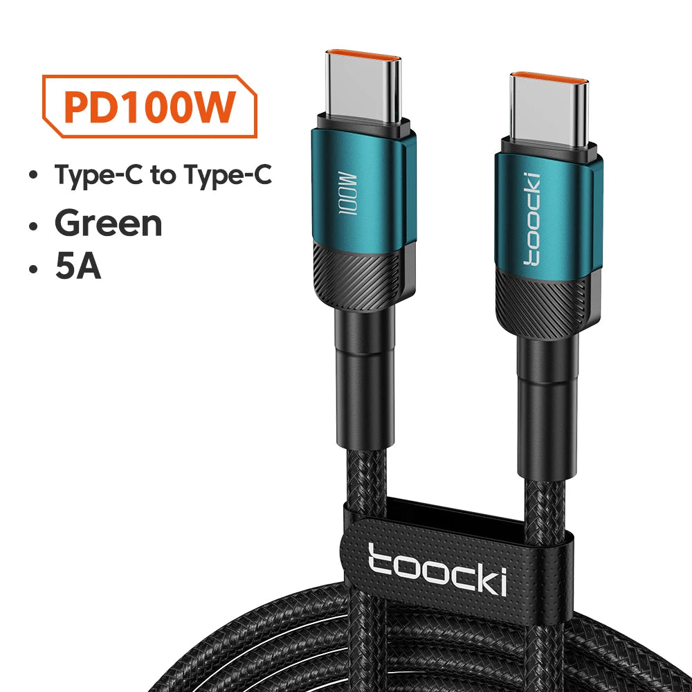 Toocki 100W USB C To Type C Cable PD3.0 Fast Charging Charger Cable Data Cord For Macbook Huawei Xiaomi POCO Samsung USB-C Cable