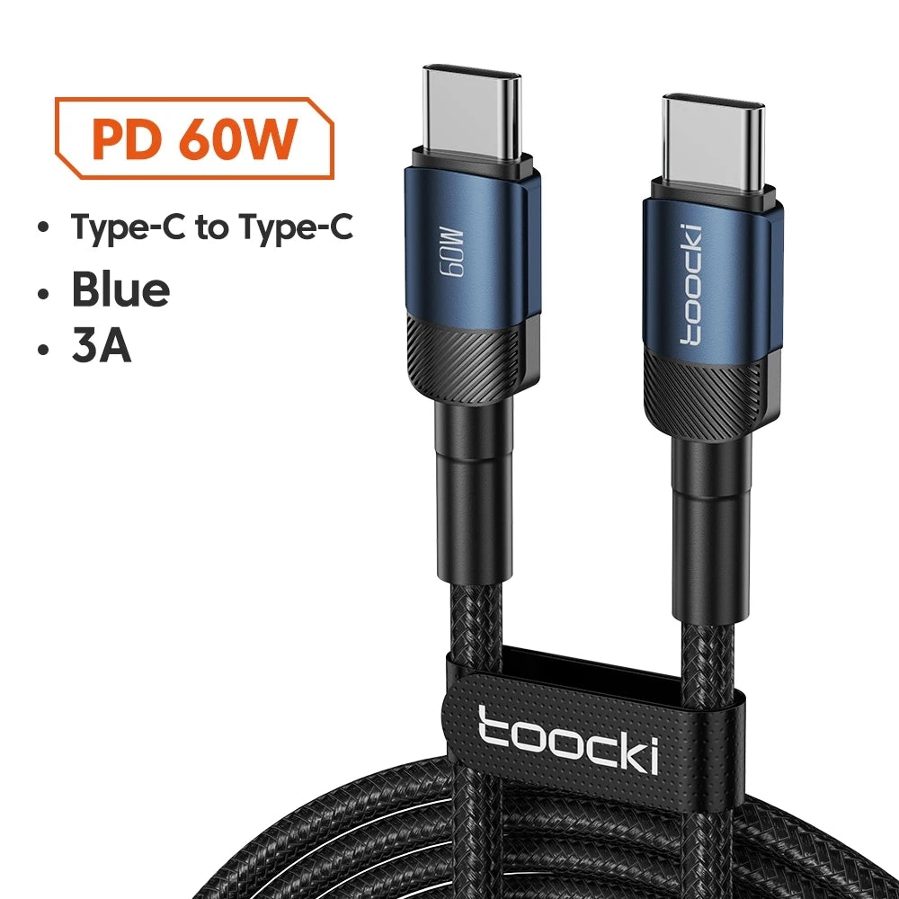 Toocki 100W USB C To Type C Cable PD3.0 Fast Charging Charger Cable Data Cord For Macbook Huawei Xiaomi POCO Samsung USB-C Cable