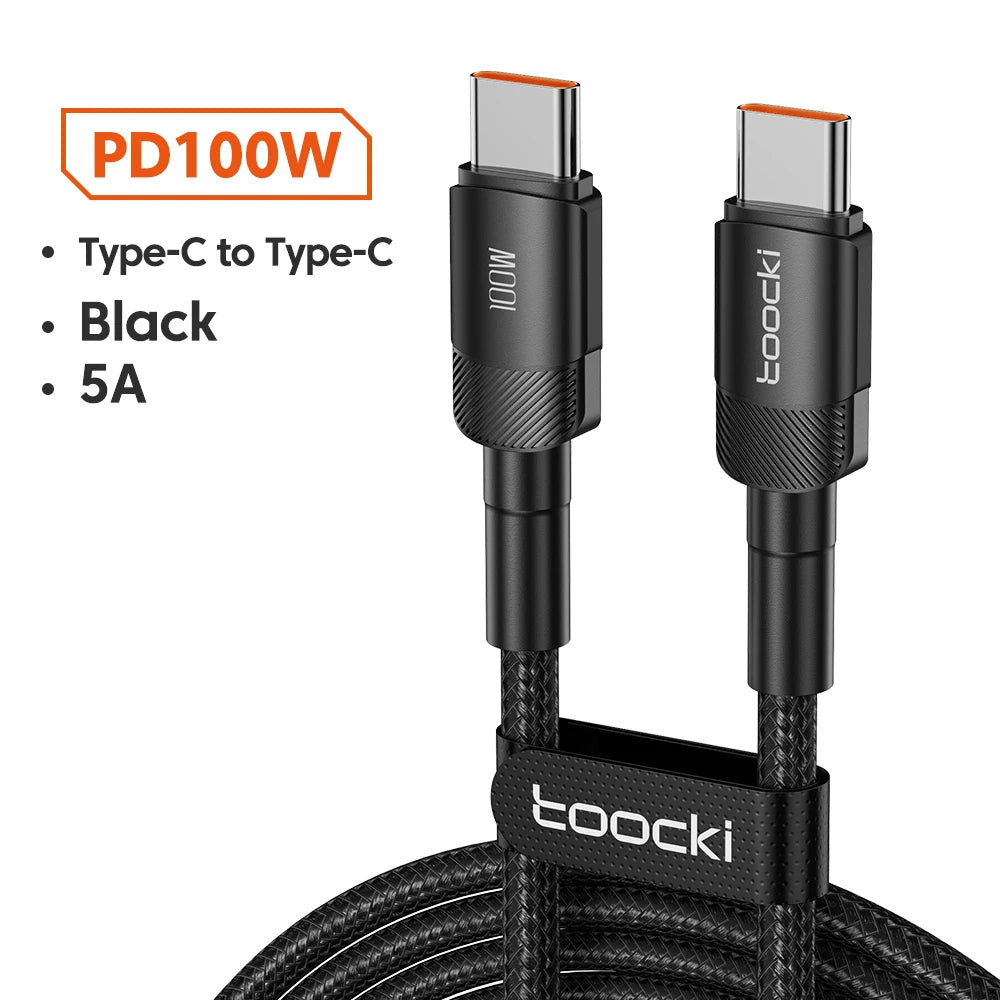 Toocki 100W USB C To Type C Cable PD3.0 Fast Charging Charger Cable Data Cord For Macbook Huawei Xiaomi POCO Samsung USB-C Cable