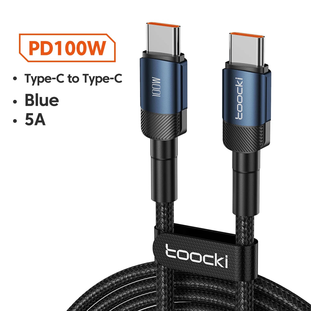 Toocki 100W USB C To Type C Cable PD3.0 Fast Charging Charger Cable Data Cord For Macbook Huawei Xiaomi POCO Samsung USB-C Cable