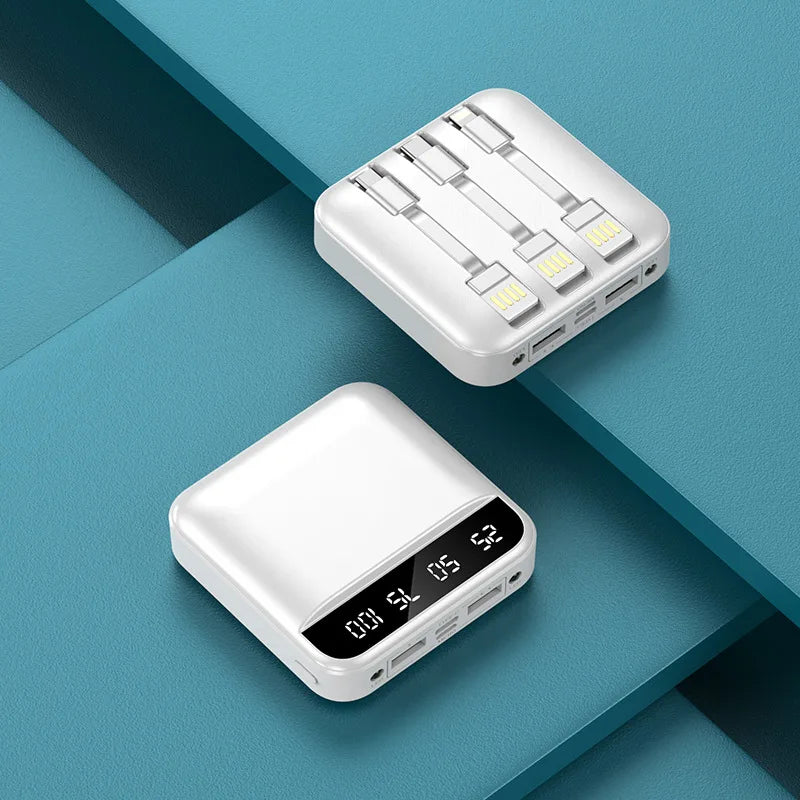 10000/20000mAh Fast Charging Power Display Built-in Cable dual LED Lighting Mini Protable Power Bank For iPhone Samsung Huawei